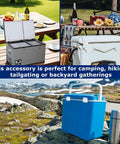 3 camping coolers in outdoor settings with focus on 4 Pack Cooler Hinges Replacement Kit With Storage Box For Ice Chest And Camping Coolers