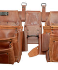 Ambassador Series 4 Piece Framer Tool Belt With 14 Pockets Heavy Duty Genuine Top Grain Leather Double Stitched Construction