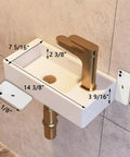 Wall Mounted Bathroom Sink 15x7 Inch Small Ceramic Rectangular Vessel Basin With Right Hand Faucet Hole Space Saving White