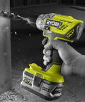 High Output 18V Cordless Drill Driver With 22 Torque Settings And Self Tightening Chuck being used to drill into wood.