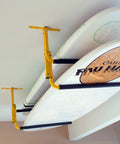 Yellow Kayak Ceiling Rack And Under Deck Garage Hanger For Two Kayaks And SUPs Adjustable Arm Storage Solution
