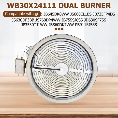 Dual 9 Inch Radiant Surface Element Replacement for GE Electric Cooktops and Ranges 2400W Direct Fit Swap In Works With JB645DK8WW JS660EL1ES JB735FP4DS JS630DF3BB Easy Install Durable Cooking Heat