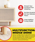Toilet shim wedge pack, 40 flexible white wedges for furniture leveling under a wooden leg