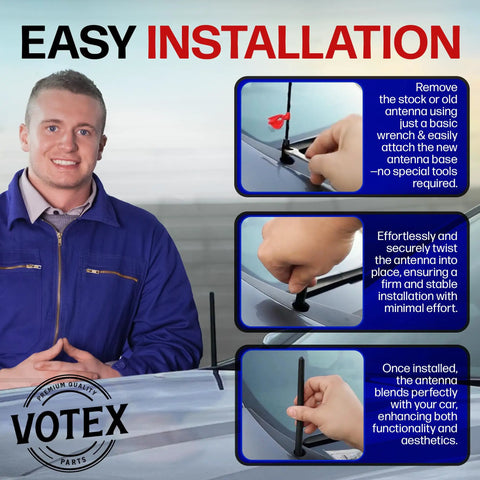 Instructions for easy installation of Shorty Antenna For Chevy Silverado And GMC Sierra with 7 Inch EPDM Rubber Mast.