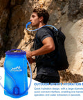 Man using Lightweight Hiking Water Bladder With Large Opening, Ergonomic Handle, Cold Resistant Touch, Hydration Bag