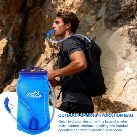 Man using Lightweight Hiking Water Bladder With Large Opening, Ergonomic Handle, Cold Resistant Touch, Hydration Bag