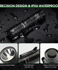 Rechargeable 1200 Lumen EDC Flashlight With Clip AA Pocket Light for Camping Home and Emergencies in water with features.