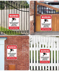 Two Pack Heavy Duty Aluminum Security Warning Signs For Your Property on gates and walls, 10x7 inch rustproof signage with a clear message.
