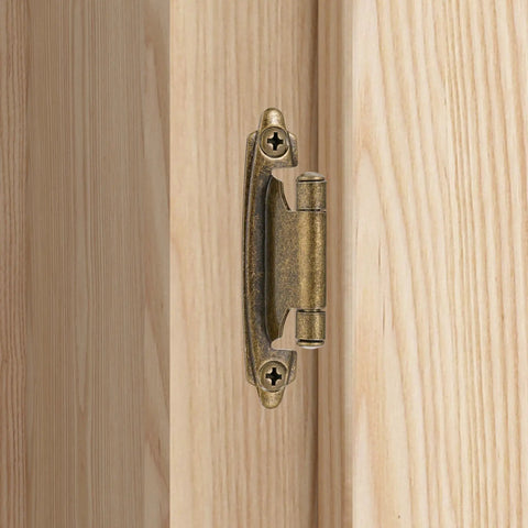 Antique Brass Cabinet Hinges Spice Up Your Kitchen Without Fuss, close-up of face frame mount showing smooth action.