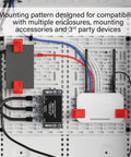 Rock Solid 10 Inch Universal Mounting Plate With Heavy Duty Ratchet Clamps For Secure Device Mounting Inside Structured Media Enclosures shown mounted with cables.