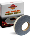 Grey Self Stick High Temp BBQ Gasket For Smokers, 15 Feet Long, 1/2 In By 1/8 In Size, Nomex Fiber Blend, Ultra Durable Heat Resistant Seal, Easy Peel And Stick Gasket, Perfect For Smoker Grill And Oven Seals. boxed roll of grey self-adhesive smoker gasket