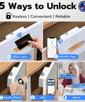 Hidden No Drill Adhesive Magnetic Cabinet Lock With Five Unlock Methods App Apple Watch RFID NFC Bluetooth And Alexa