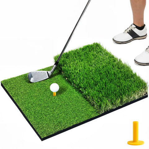 Dual Turf Golf Practice Mat For Indoor And Outdoor Use High Elasticity Artificial Turf Surface with golf club on mat