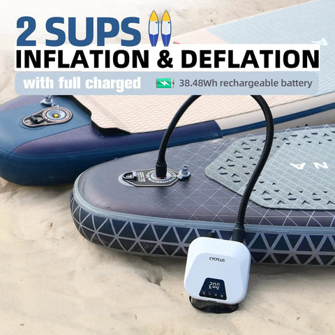 High Pressure Portable Air Pump For Paddle Boards And More inflating SUPs on sand