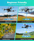 1080P HD Foldable Mini Drone With Remote Control Stable Hover Waypoint Fly 3D Flips One Key Start Dual Batteries Easy To Fly