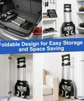 Lightweight Folding Hand Truck With No Sweat Compact Design And Hella Easy Storage For Sweet Everyday Moves And Multi Purpose Utility Dolly Cart With Smooth Rolling Wheels stored in car trunk and storage spaces.