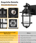 Motion Sensor Outdoor Wall Lantern With Seeded Glass Dusk To Dawn Waterproof Exterior Sconce Black Wall Mount Light Fixture