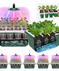 Self Watering Seed Starter Tray With 8 LED Grow Light Reusable 60 Cell Germination Kit With Humidity Dome Silicone Seedling Trays