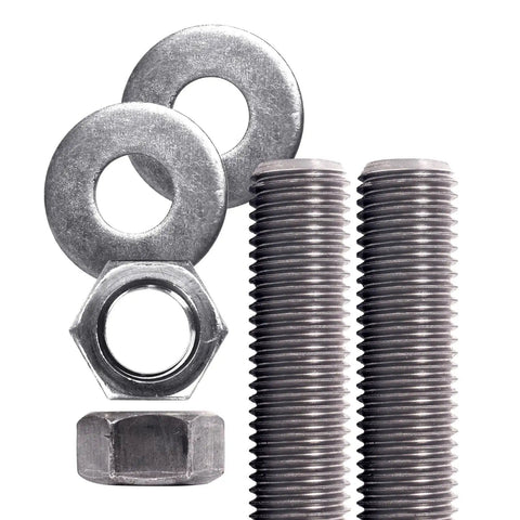 Beefy 304 Stainless Steel Threaded Rod 1 Inch Diameter 36 Inch Length 1 8 UNC Coarse Threads All Thread Rods 2 Pack With Nuts And Washers