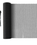 Roll Mesh Fence Netting For Outdoors 16.4 Ft Long By 15.7 In Wide Black Plastic Barrier with ties for pets and garden protection.