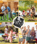All In One Grill Tools Set 15 Pcs Stainless Steel BBQ Accessories Kit With Portable Carry Bag shown in diverse grilling scenes