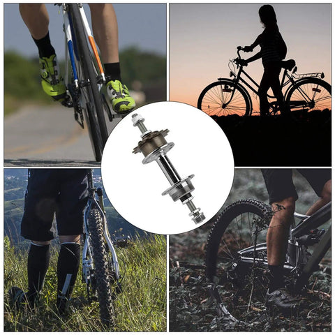 Universal 36 Hole Rear Bike Hub With Solid Axle And 14T Ride Ready For Freestyle BMX And MTB shown in outdoor cycling context