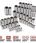 152 Piece Drive Mechanics Tool Set With 1/4, 3/8, And 1/2 Inch Sockets, SAE And Metric Socket Set, chrome vanadium sockets