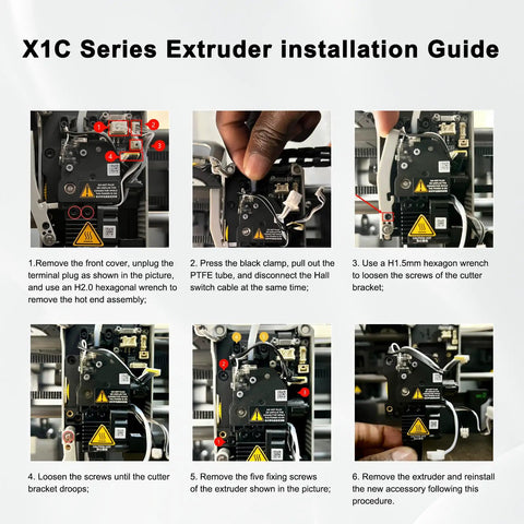 X1 Extruder Unit With Hardened Steel Dual Gears For X1 X1C X1 Carbon 3D Printers installation guide images