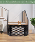 No Setup Required Freestanding Dog Gate Foldable Wooden Pet Gate For Small Dogs Adjustable Width 23.5 To 47 Inches Height 18.75 Inches