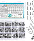 Comprehensive M3 M4 M5 M6 M8 Screws Bolts Set With Hex Socket Flat Head Countersunk Hardware 1144 Pieces Including Nuts Washers And Allen Wrench Durable Carbon Steel Kit For Electronics Furniture Repair And All Your DIY Projects