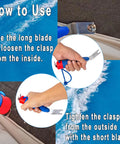 Top Snapper Tool for Boat Canvas Snaps and Cover Fastening in use, loosening and tightening snaps on boat cover with dual blades.