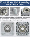 Golf Cart Front End Repair Kit For 2004 Up Club Car Precedent Gas And Electric Including King Pins Bearings Hubs Bushings Control Arm Bushings Bolts Sleeves And Spring Full Front Suspension Replacement Set featuring front wheel hub assembly with dust cover and aluminum stable characteristics