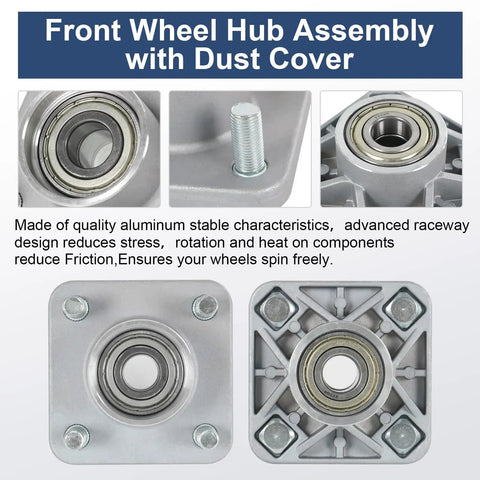 Golf Cart Front End Repair Kit For 2004 Up Club Car Precedent Gas And Electric Including King Pins Bearings Hubs Bushings Control Arm Bushings Bolts Sleeves And Spring Full Front Suspension Replacement Set featuring front wheel hub assembly with dust cover and aluminum stable characteristics