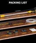 Packing list for Heavy Duty Cordless Stick Transfer Pump Battery Powered, including connectors, hoses, batteries, and charger.