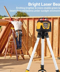 Heavy Duty Self Leveling Rotary Laser With 2000 Ft Range And Built Like A Tank IP66 Waterproof Rating Includes Aluminum Tripod And Grade Rod for building site work.