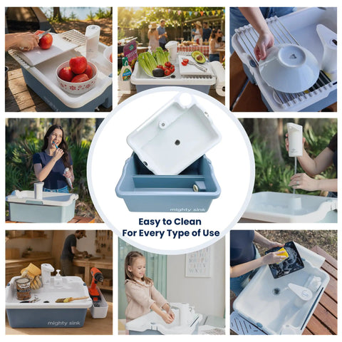 Real Deal Portable Sink With Genuine Running Water For Camping Van Life Outdoor Vendor Booths And Home Remodels Zero Hassle Setup Instant Sink Action Smooth On The Fly Hygiene Station with fresh produce and easy cleaning setup.