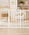 Extra Wide Baby Gate For Doorways And Stairs 29 To 56 Inches, Pressure Mounted Safety Gate shown in a cozy living room setup