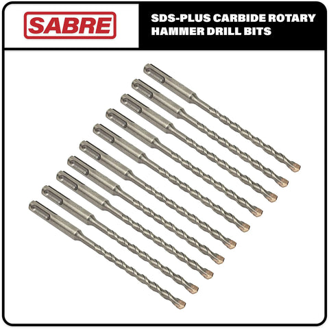 10 Pack One Quarter Inch SDS Plus Rotary Hammer Drill Bits Carbide Tipped For Brick Stone And Concrete Pro Grade Heavy Duty