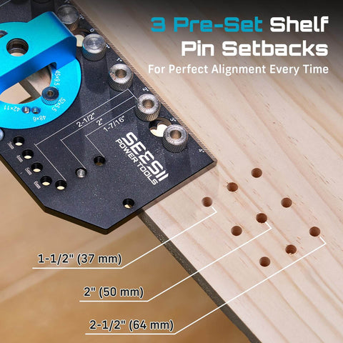 Three In One Cabinet Hardware Jig Made From Aluminum Alloy For 35mm Concealed Hinges With 5mm And One Quarter Inch Shelf Pin Holes