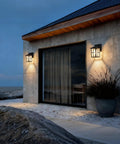 Black Outdoor Wall Lights Set Waterproof Patio Sconces Crafted From Rust Resistant Die Cast Metal And Tempered Wave Glass ideal for illuminating entryways.