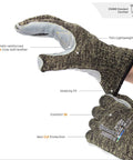 Level 5 Cut Resistant Work Gloves For Gardening And Tough Jobs, Aramid And HPPE Safety Gloves With Cow Split Leather, Size Large, 1 Pair