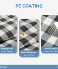Elastic Edge Picnic Table Cover And Bench Covers Set For Outdoor Use Waterproof And Oil Resistant black and white pattern detail
