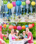 Multicolor 48 Pack Paper Lanterns For Parties Round Chinese Style Hanging Lamps in garden party setting