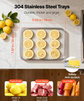 Image showing stainless steel tray filled with lemon slices on the Six Tray Stainless Steel Food Dehydrator With 400W Power, Adjustable Temperature, And 24 Hour Timer, Your Kitchen Workhorse For Jerky, Meat, Fruit, Vegetables, Herbs, And Dog Treats.