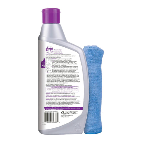 Back view of Cabinet And Furniture Restorer For Scratch Fills, Crystal Shine Finish, And Long Lasting Protection, 16 ounce bottle
