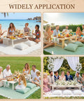 Extra Large Outdoor Boho Picnic Blanket Set With Low Table Runner And 6 Throw Pillow Covers For Beach Park Garden Or Patio Parties Festivals And Outdoor Gatherings On The Lawn Mat XL featuring various gatherings
