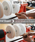 Woodworking Lathe Buffing System MT2 Mandrel 8 Inch Three Step Buffing Wheel Kit with wood piece and flannel wheel