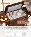 Wooden Patio Cooler Cart With 54 Quart Capacity Rolling Beverage Bar On Wheels With Bottle Opener Drain Plug And Locking Wheels Perfect For Poolside Backyards Parties And BBQs