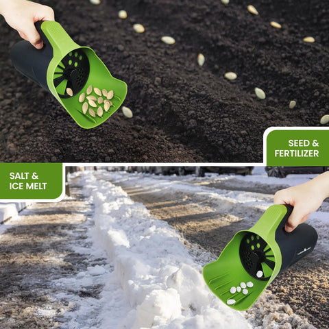 Handheld Seed Spreader Pro for Lawn Care and Snow Removal Multi Use Spreader for Grass Seed, Fertilizer, Salt, Ice Melt