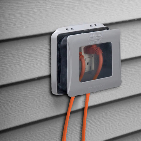 Two-Gang Weatherproof Expandable In-Use Cover For Outdoor Electrical Boxes Expands From 1 Inch To 3 Inches With Ultra Rugged Polycarbonate